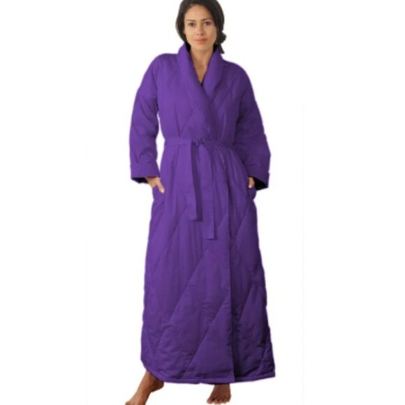 Warm Things Quilted Down Robe Purple Size Small